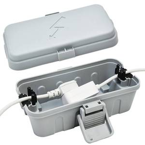 lot 18067 image: Hrensaw Small Weatherproof Electrical Connection Box(Inner 5.5 x 3 x 2.2inch),Outdoor Electrical Box,Waterproof Extension Cord Covers for Plug, Extension Cables, Holiday Lights,Grey