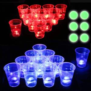 lot 18078 image: Six Senses Media The Dark Beer Pong Set,Beer Pong Party Cup Set, LED Beer Pong Cups and Glow-in-The-Dark Balls,22 Set