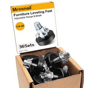 lot 18082 image: Mrosnail 36Pcs 14-20 Adjustable Furniture Levelers, Leveling Feet Screw-in Chair With T-Nuts, Table Chair Leveler Glide for Furniture Leg Cupboardin