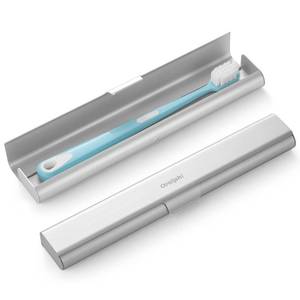lot 18085 image: Oralphi Aluminum Toothbrush Travel Case, Portable Travel Toothbrush Holder, Durable Manual Toothbrush Box Container for Traveling, Bathroom, Camping, Business Trip-1Pack Silver