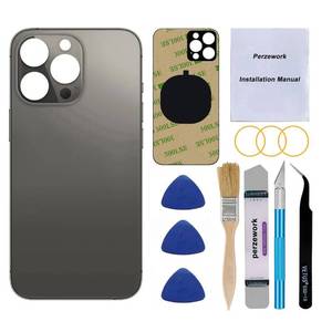 lot 18093 image: Perzework OEM Rear Cover Back Glass Replacement for iPhone 13 pro max 6.7 inches (Graphite) All Carriers with Pre-Installed Adhesive and Repairing Tool Kits