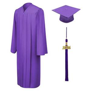 lot 18094 image: CLERKMANS Purple Cap and Gown and Tassel Package - High School Graduation Cap And Gown  Matte Fabric 45 (5ft0-5ft2in)in