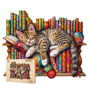 lot 18107 image: Jigfoxy Wooden Puzzle for Adults, DragonLi Cat Wooden Jigsaw Puzzles for Adult, Unique Animal Shape Wood Cut Puzzles, Christmas Thanksgiving Gifts for Friends Family (S-8.5  6.9in-100pcs)