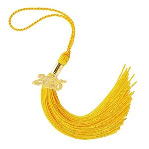 lot 18111 image: 2025 Tassel Graduation Gold 9, Elegant Graduation Gold Tassel with 2025 Year Charm Date Dropin