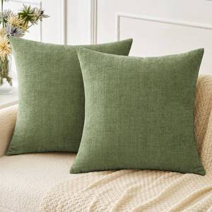 lot 18119 image: MIULEE Pack of 2 Couch Throw Pillow Covers 18x18 Inch Spring Soft Sage Green Chenille Pillow Covers for Sofa Living Room Solid Dyed Pillow Cases