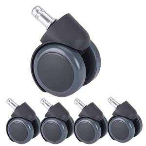 lot 18134 image: Office chair wheel replacement kit, 5 pieces, suitable for hardwood floors and carpets, silent wheels, smoothly rotating officegaming chair wheels suitable for most chair models (dark grey)