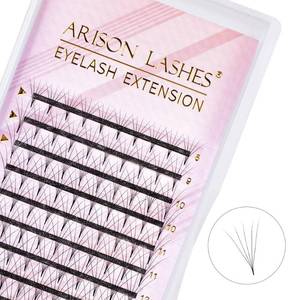 lot 18139 image: Arison Lashes Premade Lashes Fans False Eyelash Russian Extension Volume Fluff Natural Cat Eye Lashes 5D C Curl 0.07 Thickness 8-15mm Mix Lash Tray