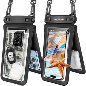 lot 18390 image: Niveaya Double Space Waterproof Phone Pouch - 2 Pack, Waterproof Phone Lanyard Case with iPhone 1615141312 Pro Max up to 8.3, Phone Dry Bag for Vacation Beach Pool Kayak Cruise Travel Essentialsin