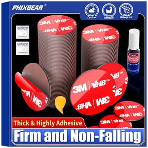 lot 18405 image: PHIXBEAR 48 Pcs Round Double Sided Sticky Pads Heavy Duty, Made of 3M VHB, Extreme Mounting Foam Tape, Strong Adhesive Tape Squares Waterproof Heat Resistant, Car Home Outdoor Use, 1.18 Inch