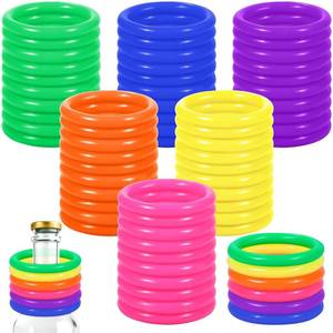 lot 18406 image: Aodaer 60 Pack Ring Toss Rings Plastic Carnival Rings 2.1 Inch for Carnival Party Favors Bottles Sport Ring Toss Game Fun Target Toys, Mixed Color