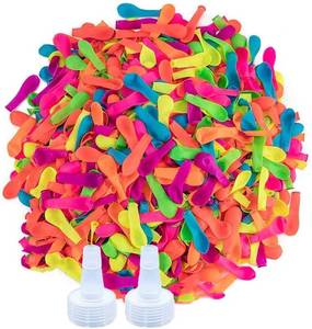 lot 18408 image: Hlonon 2000 Pack Water Balloons, 5-6 Inches, Multi-Color, Biodegradable Latex, Includes 2 Hose Nozzles, Great for Summer Party