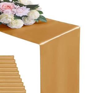 lot 18417 image: Flohar 6Pack Table Runner 12 x 108 Inches Satin Silk Table Runner for Wedding, Birthday Party, Banquets, Graduations Decoration, fit Rectange and Round Table-Gold