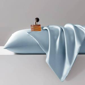 lot 18420 image: Bedsure Satin Pillowcases, Similar to Silk Pillow Cases Queen Size Set of 2, Stone Blue Pillow Case for Sleeping Women with Envelope Closure, Gifts for Women Men, 20x30 Inches, 2pcs