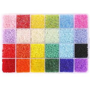 lot 18433 image: Quefe 26400pcs 2mm Glass Seed Beads 24 Colors Small Kit Bracelet Beads with 24-Grid Plastic Storage Box for Jewelry Making