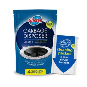 lot 18437 image: Glisten Garbage Disposer Cleaner and Freshener, Sink Disposal Odor Eliminator with Foaming Action, Lemon Scent, Made in the USA, 4 Packets