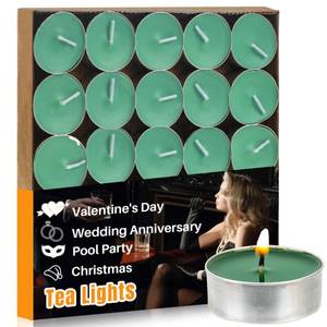 lot 18448 image: Maqihan 25pcs Green Tea Lights Candles Set - Mini Votive Tealight Candles Tea Candle with Cotton Wick for Home,Pool,Shabbat,Wedding,Emergencies,Christmas