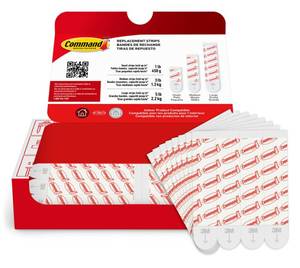 lot 18449 image: Command Damage Free Hanging Strips for Large Wall Hooks, Removable Adhesive, No Tools, 20 White Strips