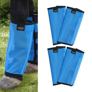 lot 18458 image: Harrison Howard Loose Fitting Fly Boots UV-Protective Extra Tough Mesh Ventilated Four Fasteners Stay-on Design Protect Horse Legs and Stomp-Reducing Set of 4 Sky Blue Large