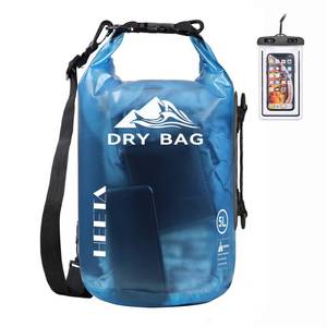 lot 18473 image: HEETA Dry Bag Waterproof for Women Men, Roll Top Lightweight Dry Storage Bag Backpack with Phone Case for Travel Swimming Boating Kayaking Paddle Board Camping Beach Accessories (Transparent Blue,20L)
