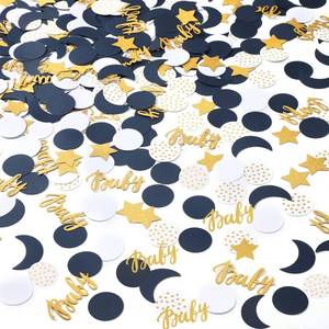 lot 18483 image: 400 Pcs Navy Blue Baby Shower Confetti Moon and Star Baby Shower Decorations Eid Ramadan Mubarak Decoration Gold White Star Moon Confetti Scatter for Gender Reveal Decor