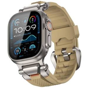 lot 18489 image: ULTIMAL Compatible with Apple Watch Ultra 21 band 49mm46mm45mm44mm for Men, Silicone Sport Strap with Durable Stainless Steel Buckle for Apple Watch Ultra21 Series 109876543SE (Beige)