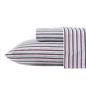 lot 18490 image: Nautica - TwinTwin XL Sheet Set, Deep Pocket Fitted Sheet and Pillowcase Set, Double Layer Elastic, Ideal Dorm Essentials (Avery Stripe Navy, TwinTwin XL)