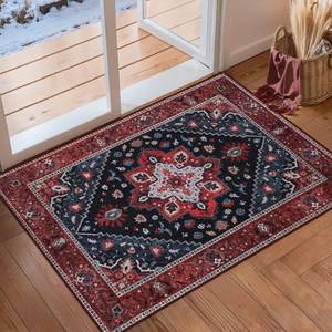 lot 18493 image: Ciicool Washable Vintage Area Rug, 2x3ft Small Boho Rug, Ultra Soft Rugs for Entryway, Non-Slip Entry Rugs Oriental Low-Pile Indoor Mat Floor Carpet for Entrance Bedroom Kitchen Bathroom Foyer Decor