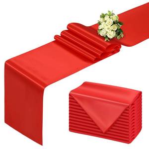 lot 18494 image: BDDC Red Table Runner 12x108 Inch - 12 Pack Satin Table Runners, Smooth Table Runner for Party Wedding Banquets Birthday