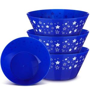 lot 19019 image: Tioncy 4 Pcs Patriotic Stars Plastic Bowls 4th of July Serving Bowls 10.2 Inches Independence Day Deep Blue Dessert Large Bowls Snack Fruit Candy Holder for Party Supplies Table Decor