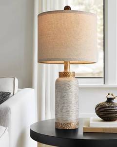 lot 19024 image: G-SAFAVA Table Lamp for Bedroom Living Room 20.25 Farmhouse Rustic Vintage Small Lamps Bedside Nightstand Light Home Office Desk Retro Mysterious East Style Deco (Antique White)in