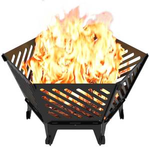 lot 19027 image: Waaliji 22.5 Inch Portable Plug Fire Pit for Camping, Detachable Outdoor Wood Burning Firepit with Travel Bag for Outside Patio Heating, Picnic, Bonfire and BBQ, Diagonal Hollow Style