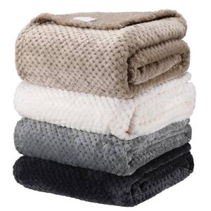 lot 19036 image: Newwiee 4 Pcs Flanne Fleece Throw Blanket for Bed Couch Large 3D Waffle Textured Soft Blanket Winter Warm Lightweight No Shedding No Pilling Decorative Throw, 50x60 Inch(Neutral Color)