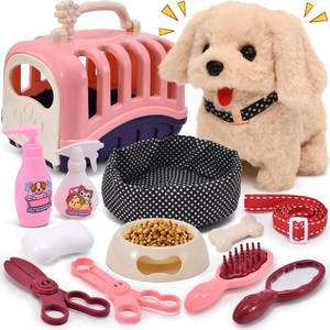 lot 19037 image: G.C 13Pcs Dog Toys for Kids Girls, Walking Barking Electronic Interactive Stuffed Dog Plush with Carrier and Accessories Toys Pretend Play Puppy Pet Care Playset, Gifts for Little Girls 3 4 5 6 Year Old