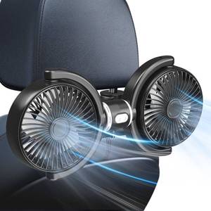 lot 19039 image: Trustnice USB Car Fan for Backseat for Kids, Dual Head Car Seat Fan Independently Controlled 360° Rotatable Powerful 3-Speed Vehicle rear headrest Air Circulation Cooling Fans for SUV Truck Sedan