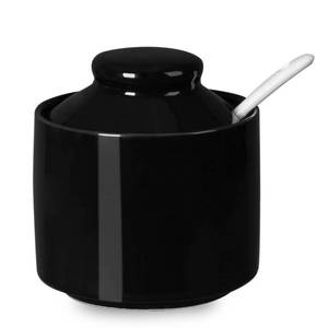 lot 20186 image: ONTUBE Ceramic Sugar Bowl with Lid and Spoon,Porcelain Seasoning Box Salt Bowl,8oz (Black)