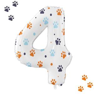 lot 6258 image: 40 Inch Giant Blue Dog Paw Theme Number Foil Balloons Large Number 4 Balloons Blue Dog Party Balloons Dog Paw Birthday Decorations Supplies Number 1-5 Available for Kidsft Birthday Party