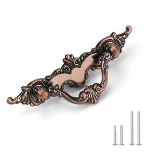 lot 6271 image: EZRENOVA 10 Pack Vintage Bronze Floral Cabinet Pulls - Zinc Alloy Handles with 64mm (2.5) Hole Center, 112mm (4.4in) Total Length - Antique Drawer Pulls for Kitchen Cabinets and Wardrobesin