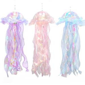 lot 6275 image: Glitter Iridescent Jellyfish Hanging Decor Blue Purple Jellyfish Kit for Under The Sea Little Mermaid Party Decoration Centerpiece Hanging Jelly Fish Decor Ocean Birthday Baby Shower Party Supplies