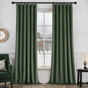 lot 6281 image: MIULEE Velvet Curtains 90 Inches Long 2 Panels Set for Bedroom, Pinch Pleat Back Tab Luxury Thermal Insulated Living Room Darkening Drapes Pleated Blackout Window Curtains with Hooks, Olive Green