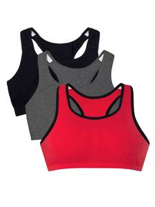 lot 6292 image: Fruit of the Loom Womenfts Built Up Tank Style Sports Bra, RED HOT W.BLKCharcoalBlack, 42