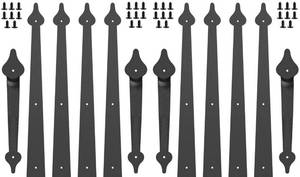 lot 6308 image: SANKEYTEW Decorative Garage Door Hardware Kit Carriage House Accents 8 Hinges and 4 Handles for 2 Car Garage, Screw Mounted, Black Steel