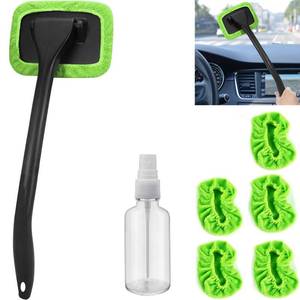 lot 6312 image: desin Car Windshield Cleaning Tool, Windshield Cleaner with 5 Washable and Reusable Microfiber Pads and Extendable Handle, for Auto Glass Wiper (Green)