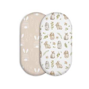 lot 6313 image: Bassinet Sheets 2-Pack for Newborn Baby Boy and Girl Gender Neutral, Soft Breathable Elastic Sheets, Universal Fit Flexible for Rectangle Round Oval Hourglass Bassinet MattressPad