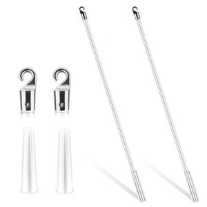 lot 6337 image: 2 PCS 12 Inch Blind Wand, White Fiberglass Blind Wand Vertical Blinds Stick Vertical Blinds Replacement Parts with Hook and Grip for Windows Curtain Door Shades Opener Accessory