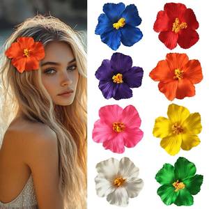 lot 6349 image: YILANPIN 8 Pcs Hawaiian Flower Hair Clips 3.9 Inches Artificial Flower Clips for Women Thick Thin Hair Large Plumeria Tropical Floral Hairclips for Summer Holiday Beach Party Accessories