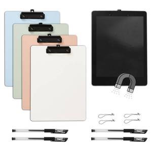 lot 6350 image: 4 Pack Magnetic Clipboard with Low Profile Clip, A4 Doucment and Letter Holder, 9x12.5 Inch Standard Clipboard with Pens for Refrigerator, Office, Factory, Hospital, Home Use