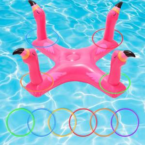 lot 6351 image: Voiiake Pool Floats Toys Games Set, Inflatable Cross Ring Toss Game Toy with 6pcs Rings for Kids Adults Family, Swimming Pool Water Game