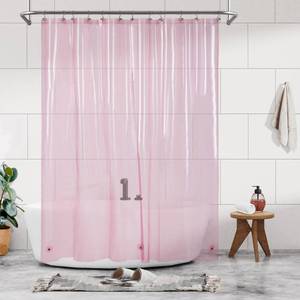 lot 6359 image: Shower Curtain Liner - Premium Clear Pink PEVA Shower Liner with 3 Magnets and Metal Grommets, Waterproof Lightweight Plastic Standard Size Bathroom Curtains - Translucent Pink