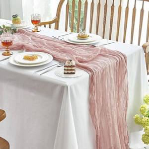 lot 6361 image: IVAPUPU 1 Pcs Cheesecloth Table Runner - 10ft Dusty Pink Boho Gauze Cheese Cloth Table Runners for Baby Shower Decoration Wedding Party Summer Garden Farmhouse