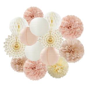 lot 6376 image: Champagne-Gold Beige-Peach Boho Party-Decorations Streamers - 14pcs Fall Neutral Baby Shower Rustic Bohemian Wedding Paper Honeycomb Lanterns Fan,Birthday Bachelorette Bridal Decor Lasting